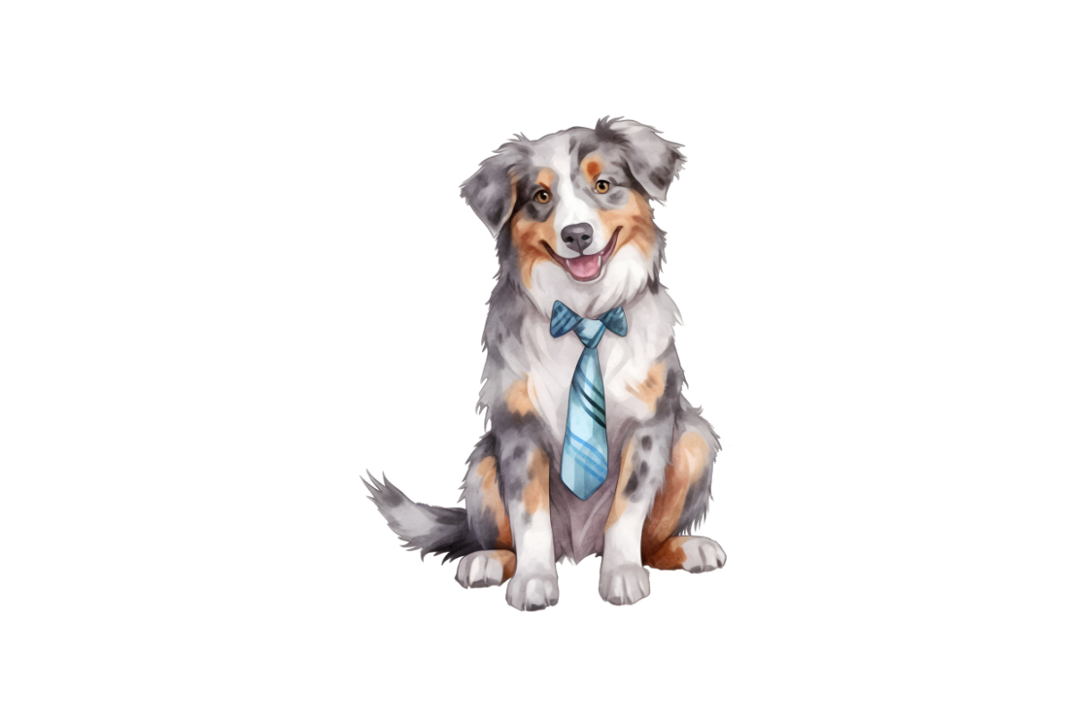 Australian Shepherd mit Krawatte
