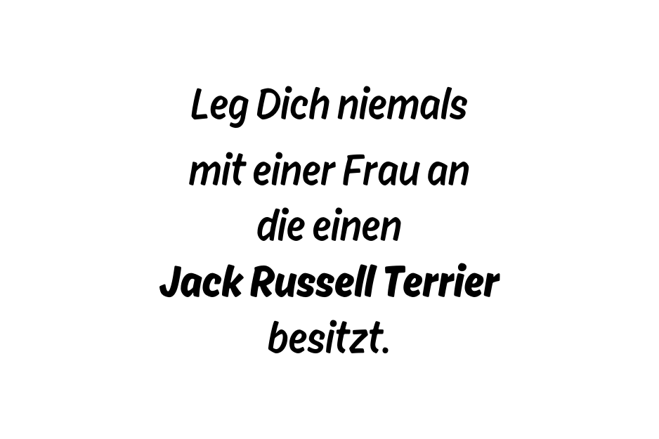 Leg Dich niemals mit einer Frau an die einen Jack Russell Terrier besitzt.