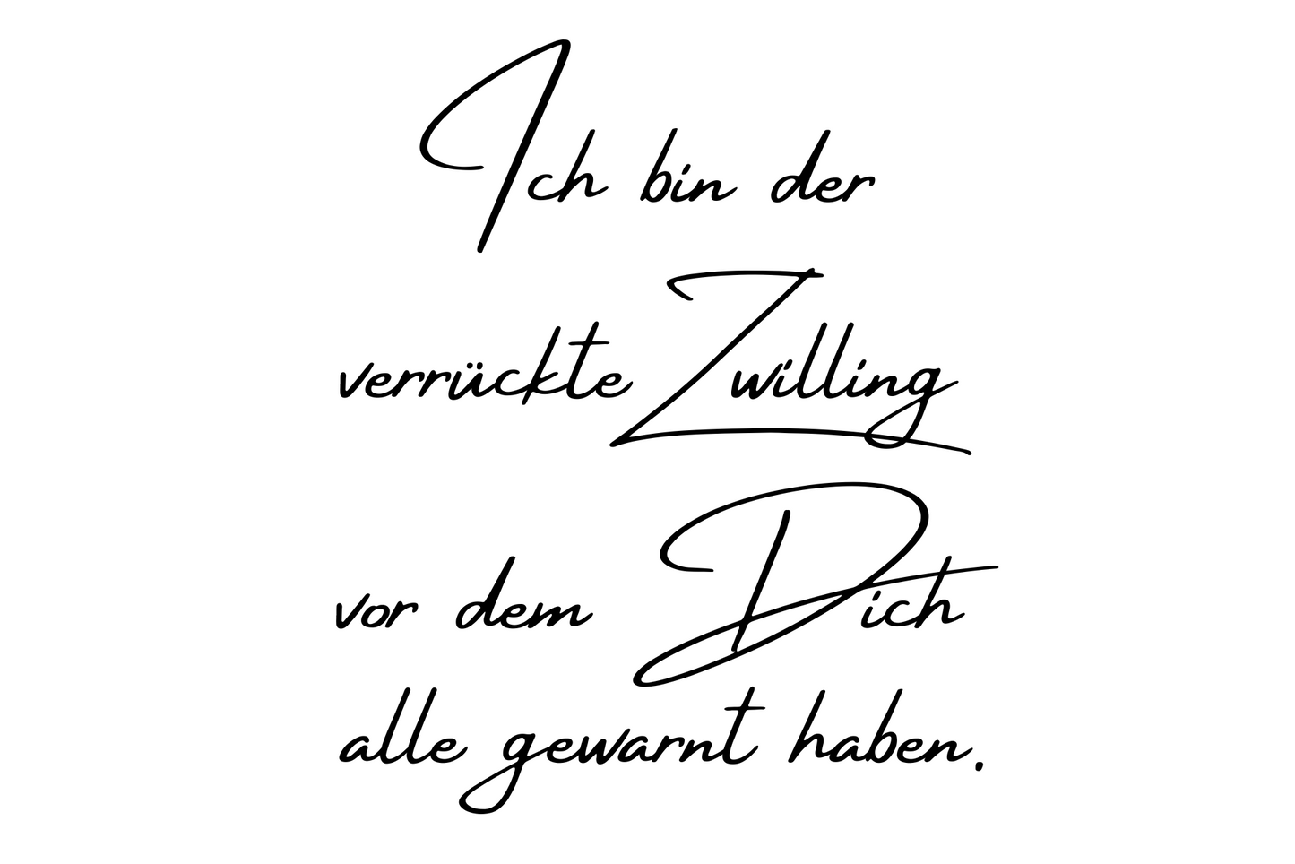 Ich bin der verrückte Zwilling vor dem Dich alle gewarnt haben.