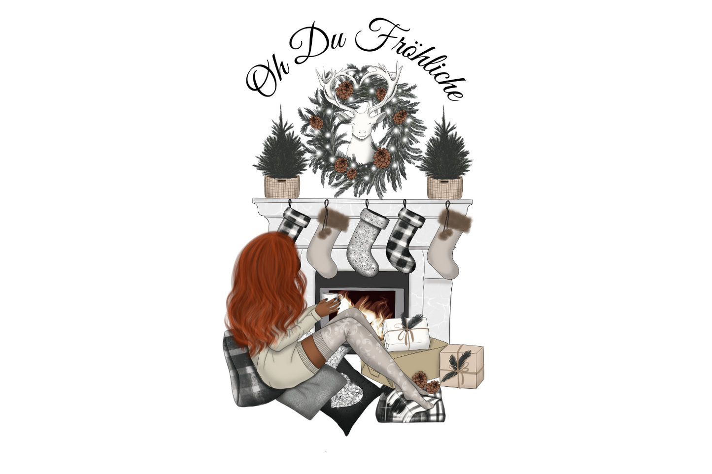 Oh Du Fröhliche - Frau am Kamin