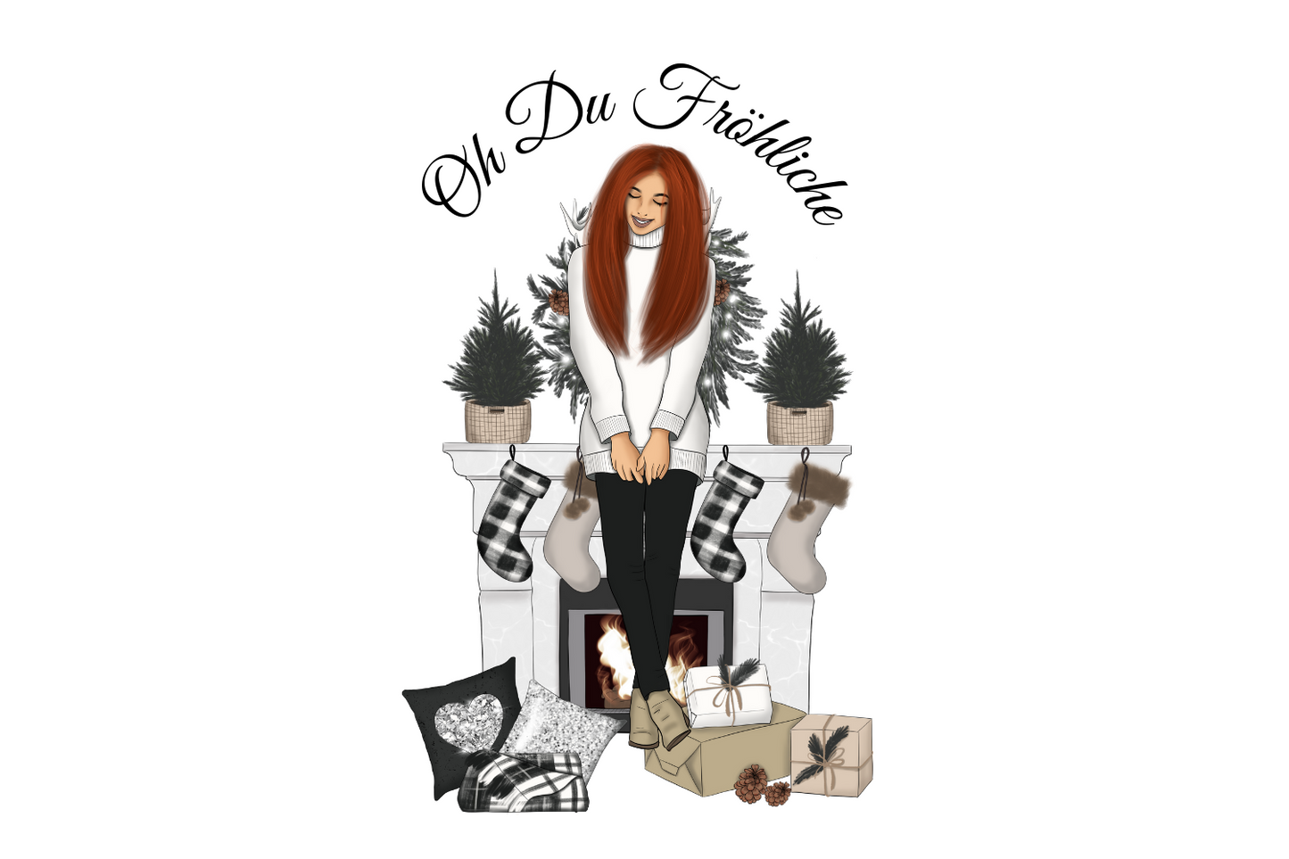 Oh Du Fröhliche - Frau steht am Kamin 2