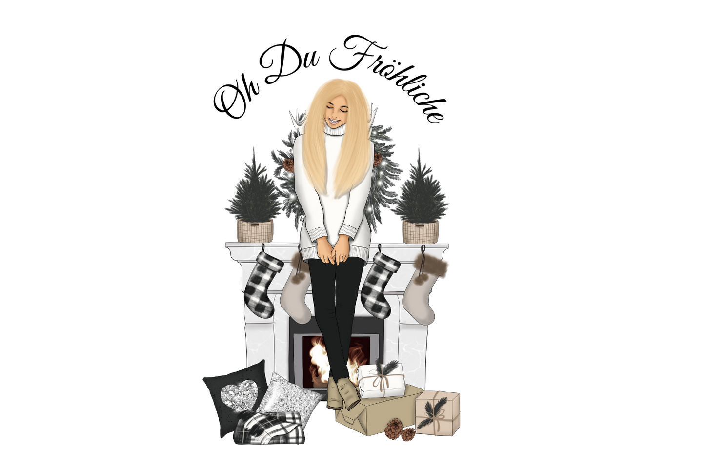 Oh Du Fröhliche - Frau steht am Kamin 3