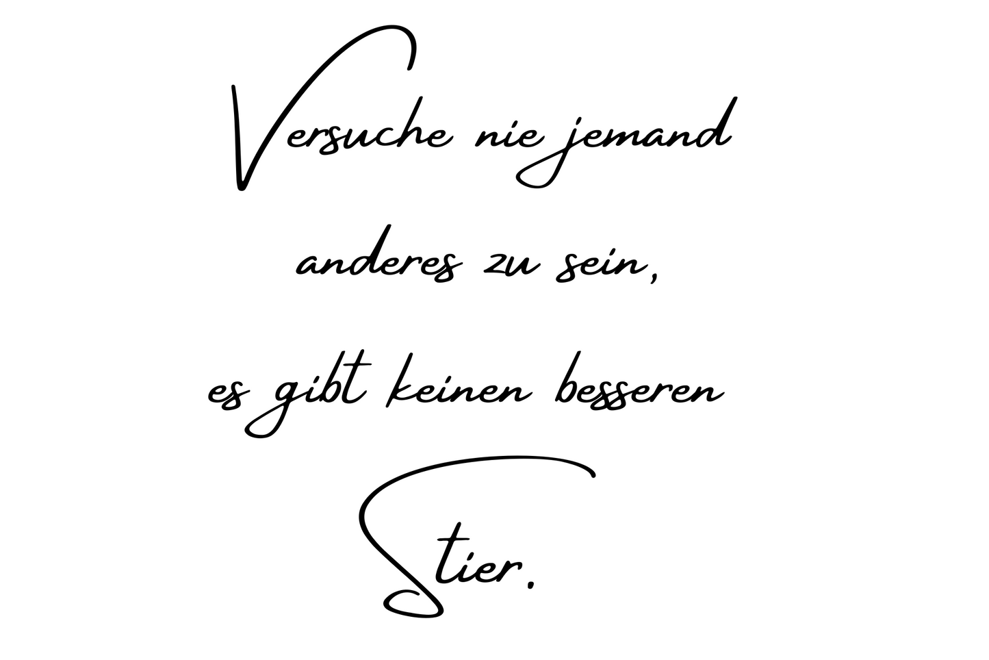 Versuche nie jemand anderes zu sein, es gibt keinen besseren Stier.