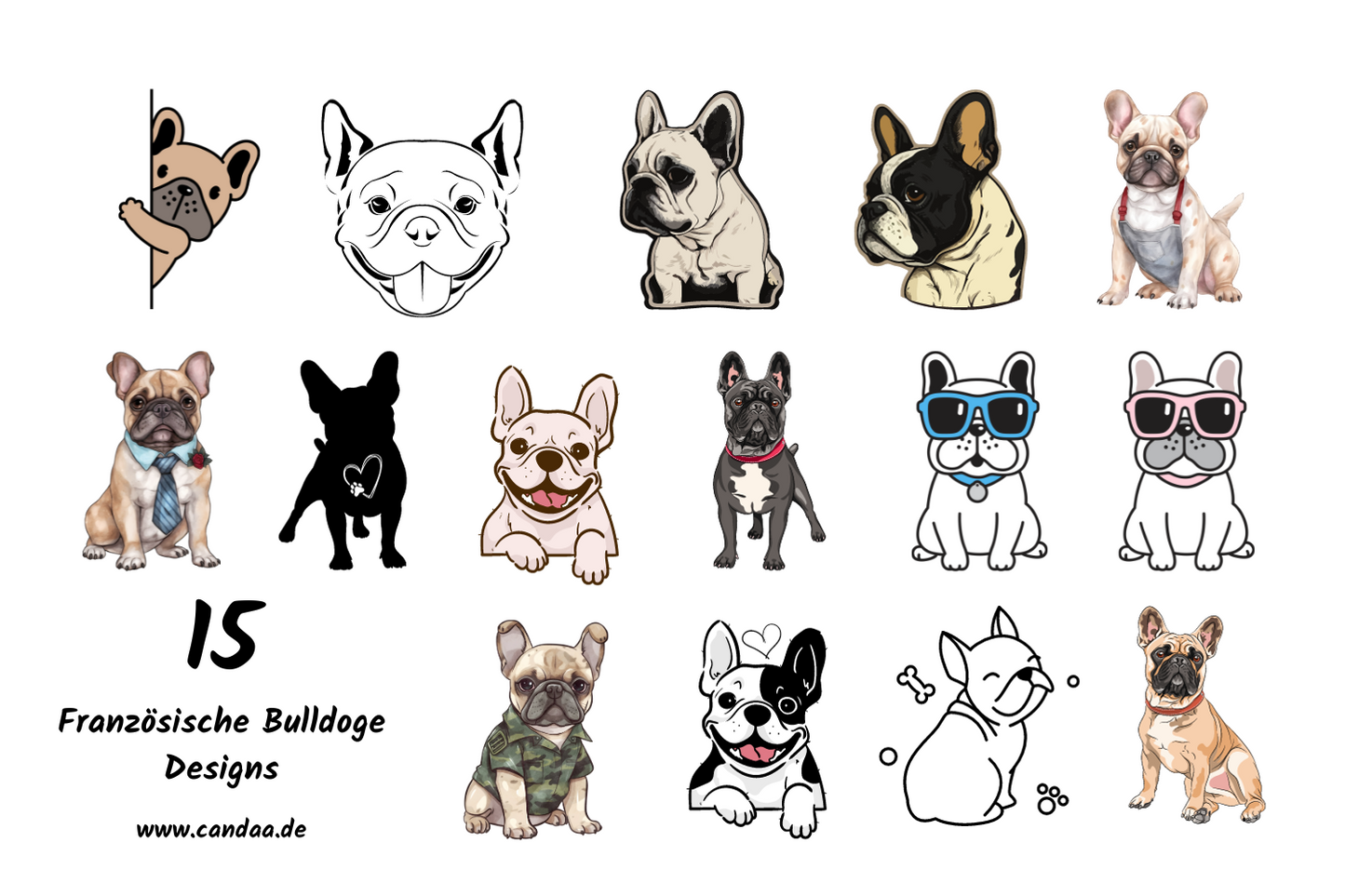 15 Französische Bulldogge Motive